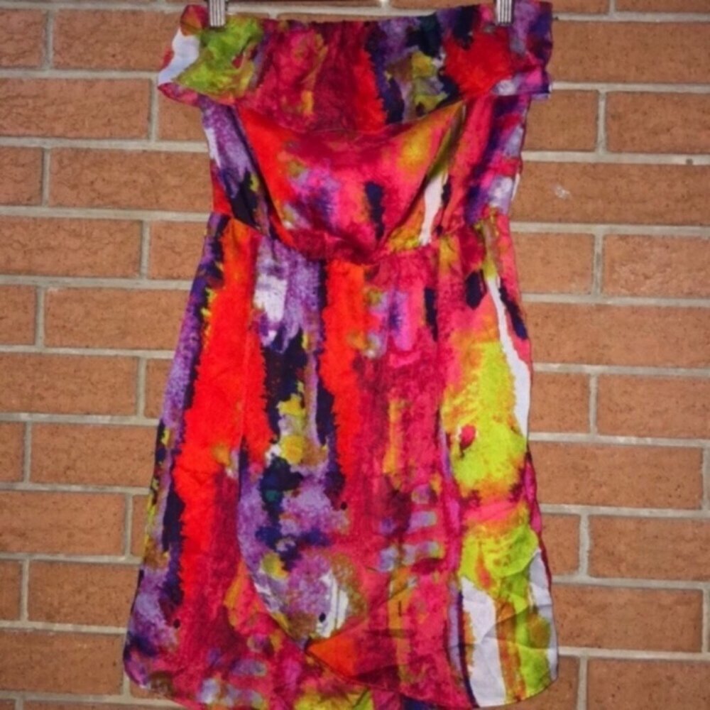 ❣️MM COUTURE❣️PRINTED STRAPLESS DRESS❣️ - Picture 5 of 8